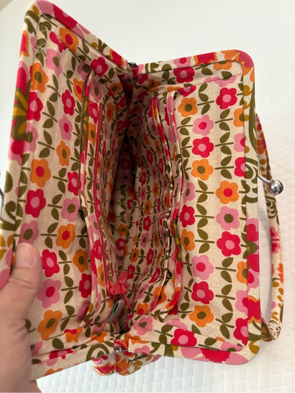 Vera Bradley Alice Kisslock Satchel Bag Folkloric Floral Quilted Retired EUC - Picture 11 of 17